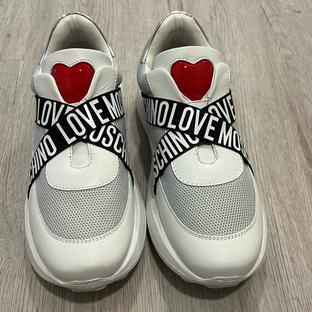 Moschino White and Red Sneakers